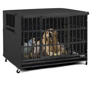 Explore Land Dog 38" Crate Cover Black Heavy Duty Polyester Pet Kennel Sunshade